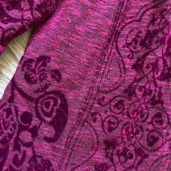 Hale Bob Purple Floral Open Front Long Sleeve Cardigan - Picture 4 of 7